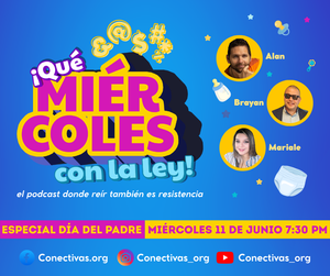 Episodio 3 Temporada 1: Especial Día del Padre. invitados: Alan, Brayan y Mariale, transmitido el miércoles 11 de junio de 2025 a las 7:30 PM. rodeados por ilustraciones infantiles de un chupón, un biberón, un sonajero y un pañal sobre un fondo azul.